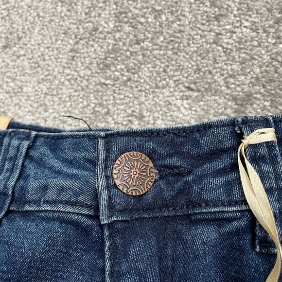 American Quality High Rise Denim Jeans Juniors 13 Dark Blue Distressed 30x30 NWT - Picture 9 of 15